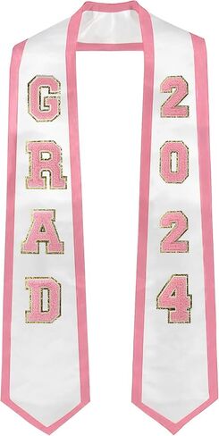 Graduation Honor Stole,Graduation Sash Class of 2024,Graduation Sash with Chenille Letters Patches in Saudi Arabia