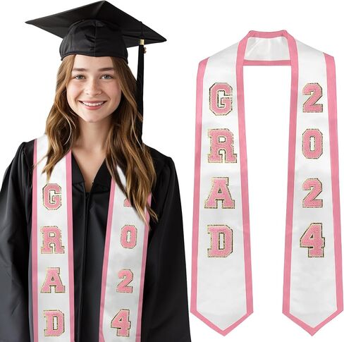 Graduation Honor Stole,Graduation Sash Class of 2024,Graduation Sash with Chenille Letters Patches in Saudi Arabia