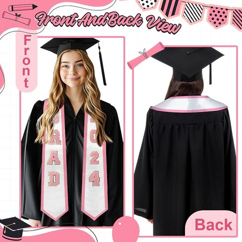 Graduation Honor Stole,Graduation Sash Class of 2024,Graduation Sash with Chenille Letters Patches in Saudi Arabia