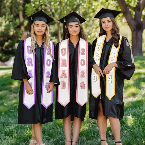 Graduation Honor Stole,Graduation Sash Class of 2024,Graduation Sash with Chenille Letters Patches in Saudi Arabia