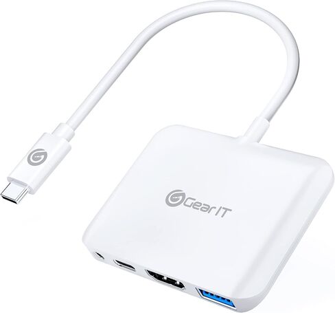 GearIT USB C Hub إلى HDMI | يو اس بي-أ | منفذ 3.5 مم I 100W PD، 4K@120 هرتز DP Alt Mode منفذ الصوت/الميكروفون، USBC Type C Thunderbolt 3/4 متوافق مع MacBook Pro 2020، iPad Pro 2020، Galaxy S20، والمزيد in Saudi Arabia