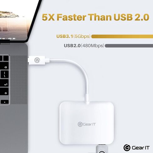 GearIT USB C Hub إلى HDMI | يو اس بي-أ | منفذ 3.5 مم I 100W PD، 4K@120 هرتز DP Alt Mode منفذ الصوت/الميكروفون، USBC Type C Thunderbolt 3/4 متوافق مع MacBook Pro 2020، iPad Pro 2020، Galaxy S20، والمزيد in Saudi Arabia