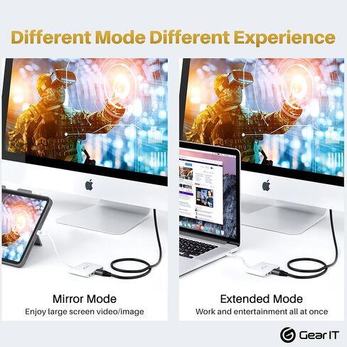 GearIT USB C Hub إلى HDMI | يو اس بي-أ | منفذ 3.5 مم I 100W PD، 4K@120 هرتز DP Alt Mode منفذ الصوت/الميكروفون، USBC Type C Thunderbolt 3/4 متوافق مع MacBook Pro 2020، iPad Pro 2020، Galaxy S20، والمزيد in Saudi Arabia