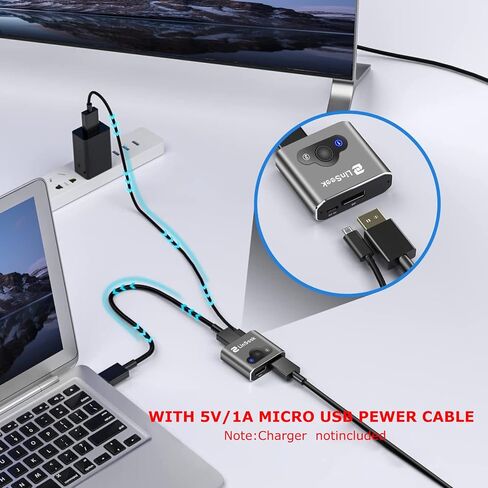 محول LinSeek DisplayPort 4K@60 هرتز DP ثنائي الاتجاه 2 في 1 مخرج، 1 في 2 مخرج لتحويل إشارات الفيديو بين شاشتين لجهاز كمبيوتر واحد (2 في 1)، متوافق مع شاشة المضيف وما إلى ذلك، رمادي فضائي in Kuwait