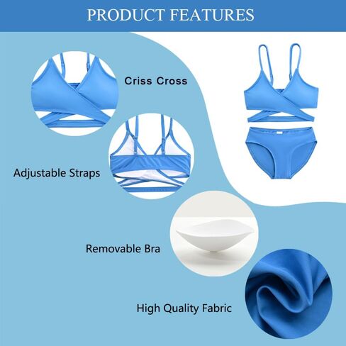 karrack Teen Girls' Swimsuits Two-Piece V-Neck Bikini Adjustable Shoulder Straps Swimsuit Kids Bikini Set in Saudi Arabia