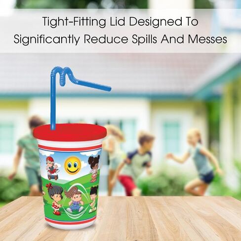 25PK - 12oz Party Sippy Cups With Straws, Leakproof Reusable And Dishwasher Safe, BPA-Free Plastic, Kids Cups With Straws And Lids Toss Straw Cup, Christmas Cups With Lids For Kids, Wash Or Toss Cups in Saudi Arabia