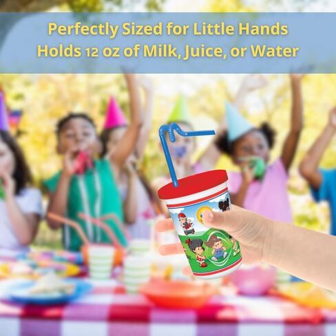 25PK - 12oz Party Sippy Cups With Straws, Leakproof Reusable And Dishwasher Safe, BPA-Free Plastic, Kids Cups With Straws And Lids Toss Straw Cup, Christmas Cups With Lids For Kids, Wash Or Toss Cups in Saudi Arabia