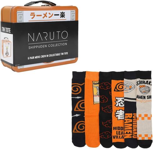 Bioworld Naruto Anime Icons Adult 6-Pair Casual Crew Socks with Tin Tote in Saudi Arabia