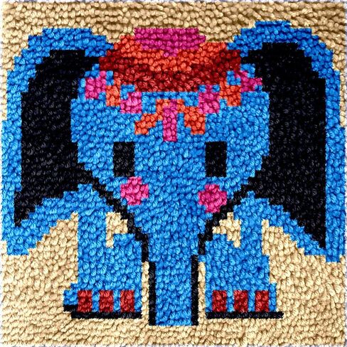 Numptain Latch Hook Kits for Kids,DIY Rug Crafts Bird Pattern Color Printed Canvas,Latch Hook Kits for Beginners Handmade Needlework Crafts Home Decoration,12"x12" in Kuwait