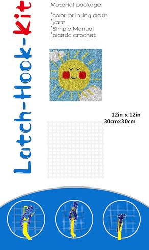 Numptain Latch Hook Kits for Kids,DIY Rug Crafts Bird Pattern Color Printed Canvas,Latch Hook Kits for Beginners Handmade Needlework Crafts Home Decoration,12"x12" in Kuwait