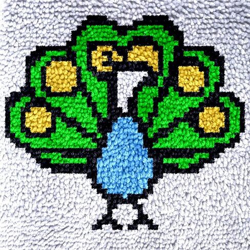 Numptain Latch Hook Kits for Kids,DIY Rug Crafts Bird Pattern Color Printed Canvas,Latch Hook Kits for Beginners Handmade Needlework Crafts Home Decoration,12"x12" in Kuwait