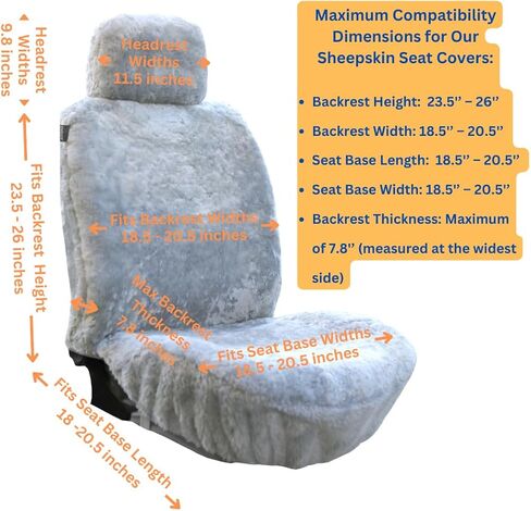 أغطية مقاعد منفوشة من فرو جلد الغنم الأصلي لإكسسوارات السيارات المصنوعة من فرو شيرلينغ (56 × 23 بوصة، أسود) in Kuwait