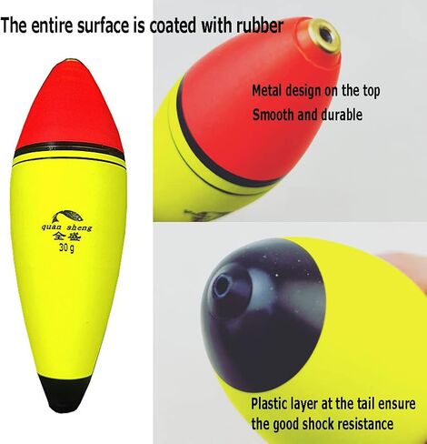 10 قطع من FASPLORE 4 مقاسات من عوامات الصيد والبوبرز تأتي مع 10 قطع من أعواد الصيد المتوهجة المطلية بالمطاط من إسفنج EVA بوزن 1 أونصة، 2/3 أونصة، 1/3 أونصة، 1/6 أونصة. in Kuwait