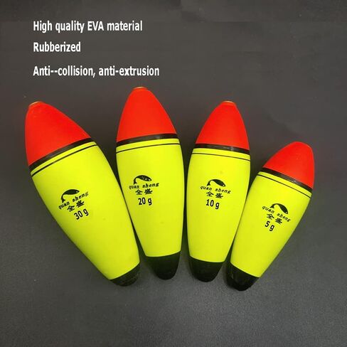 10 قطع من FASPLORE 4 مقاسات من عوامات الصيد والبوبرز تأتي مع 10 قطع من أعواد الصيد المتوهجة المطلية بالمطاط من إسفنج EVA بوزن 1 أونصة، 2/3 أونصة، 1/3 أونصة، 1/6 أونصة. in Kuwait