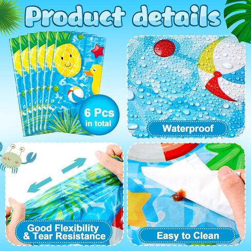 6 Pcs Pool Party Tablecloth Plastic Summer Beach Table Cover 54 x 108 Inch Disposable Hawaiian Tablecloth Pool Party Decorations for Summer Ocean Beach Swimming Pool Birthday Party Supplies in Saudi Arabia