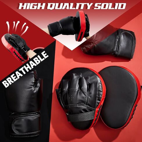 Boxing Set 2 Pairs 8 oz Boxing Gloves and 4 Pcs Pads Boxing Training Set Boxing Mitts and Pads Punching Mitts for Adults Kids Teens Kickboxing Karate Muay Thai MMA Training Martial Arts in Saudi Arabia