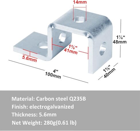 6 قطع مكونة من 4 فتحات لدعم الأكواب لقناة تبختر 1-5/8 بوصة، ودعامة توصيل على شكل جناح 4 فتحات، تقبل مسمار 1/2 بوصة، سمك 5.6 مم in Kuwait