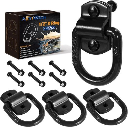 مرساة حلقية على شكل حرف D 1/2 تستخدم للمقطورات، مثبتة بمسامير 3/8-16 UN G5 وحشية معززة، لا حاجة للحام. (أسود) in Kuwait