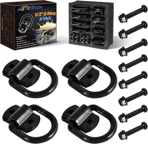 مرساة حلقية على شكل حرف D 1/2 تستخدم للمقطورات، مثبتة بمسامير 3/8-16 UN G5 وحشية معززة، لا حاجة للحام. (أسود) in Kuwait