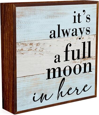 Funny Bathroom Sign Wooden Box Decorative，Humor Toilet Wood Box Sign Home Restroom Bathroom Decor Rustic Farmhouse Bathroom Sign for Square Desk Decor Shelf 5 x 5 Inches.（black） in Saudi Arabia