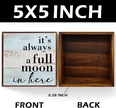 Funny Bathroom Sign Wooden Box Decorative，Humor Toilet Wood Box Sign Home Restroom Bathroom Decor Rustic Farmhouse Bathroom Sign for Square Desk Decor Shelf 5 x 5 Inches.（black） in Saudi Arabia