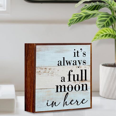 Funny Bathroom Sign Wooden Box Decorative，Humor Toilet Wood Box Sign Home Restroom Bathroom Decor Rustic Farmhouse Bathroom Sign for Square Desk Decor Shelf 5 x 5 Inches.（black） in Saudi Arabia