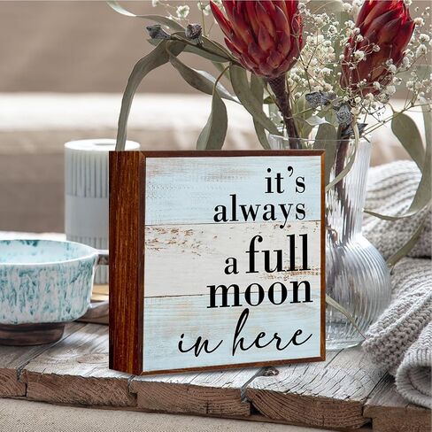 Funny Bathroom Sign Wooden Box Decorative，Humor Toilet Wood Box Sign Home Restroom Bathroom Decor Rustic Farmhouse Bathroom Sign for Square Desk Decor Shelf 5 x 5 Inches.（black） in Saudi Arabia