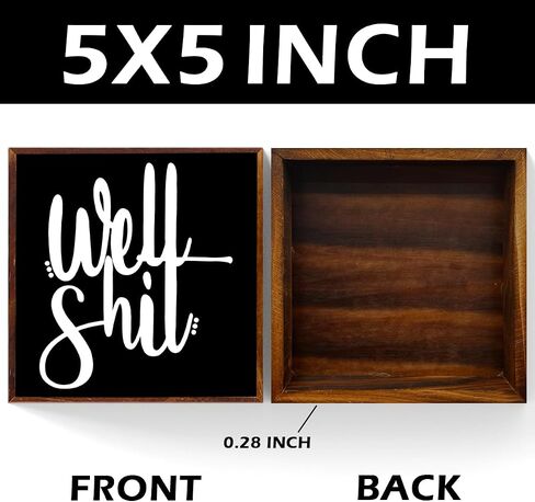 Funny Bathroom Sign Wooden Box Decorative，Humor Toilet Wood Box Sign Home Restroom Bathroom Decor Rustic Farmhouse Bathroom Sign for Square Desk Decor Shelf 5 x 5 Inches.（black） in Saudi Arabia