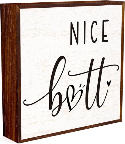 Funny Bathroom Sign Wooden Box Decorative，Humor Toilet Wood Box Sign Home Restroom Bathroom Decor Rustic Farmhouse Bathroom Sign for Square Desk Decor Shelf 5 x 5 Inches.（black） in Saudi Arabia