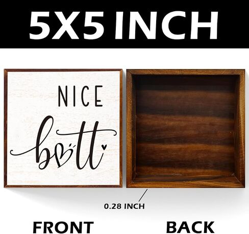 Funny Bathroom Sign Wooden Box Decorative，Humor Toilet Wood Box Sign Home Restroom Bathroom Decor Rustic Farmhouse Bathroom Sign for Square Desk Decor Shelf 5 x 5 Inches.（black） in Saudi Arabia