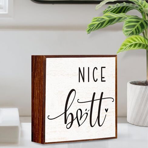 Funny Bathroom Sign Wooden Box Decorative，Humor Toilet Wood Box Sign Home Restroom Bathroom Decor Rustic Farmhouse Bathroom Sign for Square Desk Decor Shelf 5 x 5 Inches.（black） in Saudi Arabia
