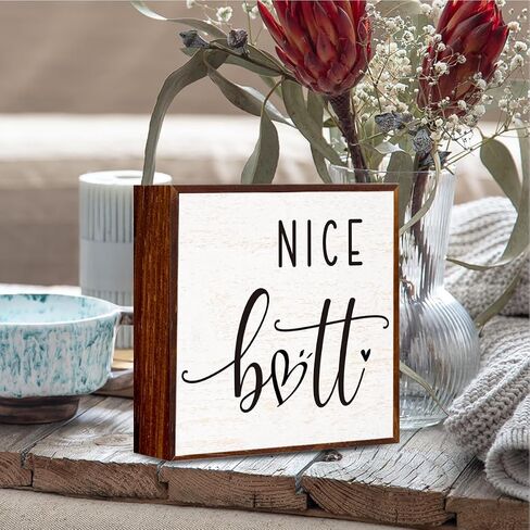 Funny Bathroom Sign Wooden Box Decorative，Humor Toilet Wood Box Sign Home Restroom Bathroom Decor Rustic Farmhouse Bathroom Sign for Square Desk Decor Shelf 5 x 5 Inches.（black） in Saudi Arabia