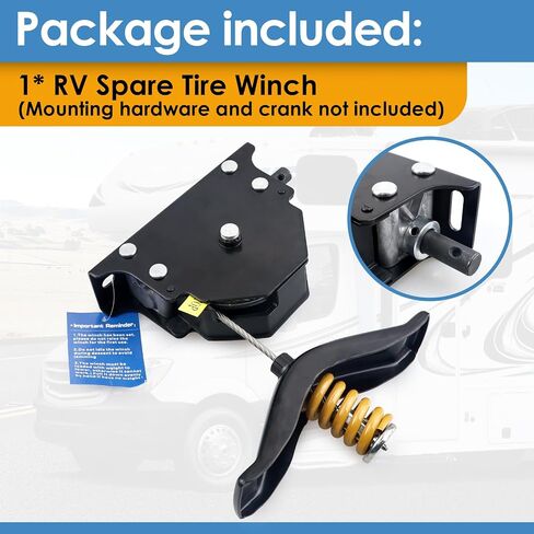 رافعة الإطارات الاحتياطية KITONLA 159056 RV، متوافقة مع رافعات الإطارات الاحتياطية للشاحنات RVs، باللون الأسود in Kuwait