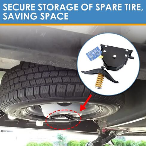 رافعة الإطارات الاحتياطية KITONLA 159056 RV، متوافقة مع رافعات الإطارات الاحتياطية للشاحنات RVs، باللون الأسود in Kuwait