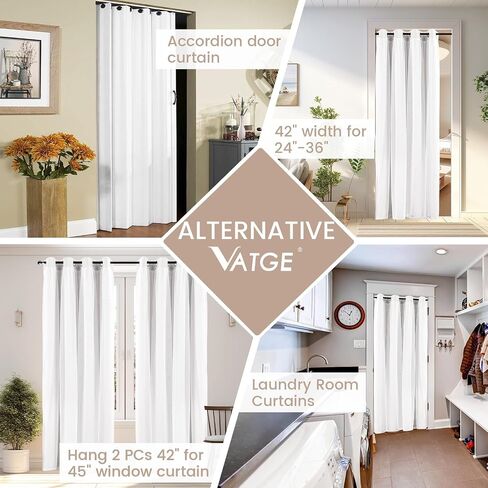 Vatge Layered Curtains for Doorways Blackout Door Curtains with Sheer Overlay Double Layer Closet Curtains, 1 Panel, W42 x L80, Greyish White in Saudi Arabia