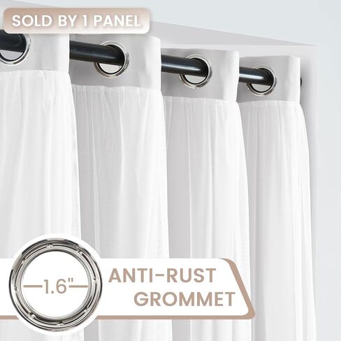 Vatge Layered Curtains for Doorways Blackout Door Curtains with Sheer Overlay Double Layer Closet Curtains, 1 Panel, W42 x L80, Greyish White in Saudi Arabia