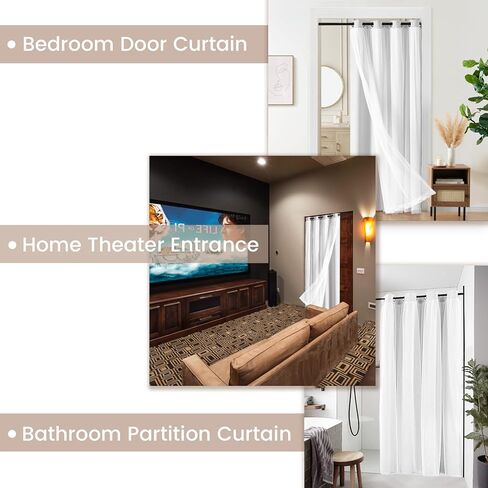 Vatge Layered Curtains for Doorways Blackout Door Curtains with Sheer Overlay Double Layer Closet Curtains, 1 Panel, W42 x L80, Greyish White in Saudi Arabia