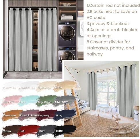 Vatge Layered Curtains for Doorways Blackout Door Curtains with Sheer Overlay Double Layer Closet Curtains, 1 Panel, W42 x L80, Greyish White in Saudi Arabia