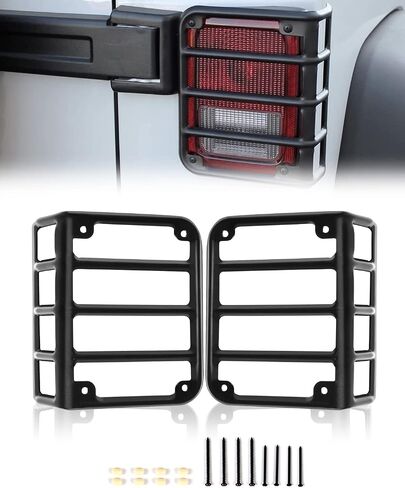 cciyu for Jeep Tail Light Protectors Black Rear Tail Light Covers Guards Protectors Fit for 2007-2017 for Jeep Wrangler JK Tail Light Guards Cover in Saudi Arabia
