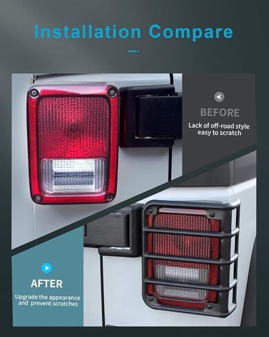 cciyu for Jeep Tail Light Protectors Black Rear Tail Light Covers Guards Protectors Fit for 2007-2017 for Jeep Wrangler JK Tail Light Guards Cover in Saudi Arabia