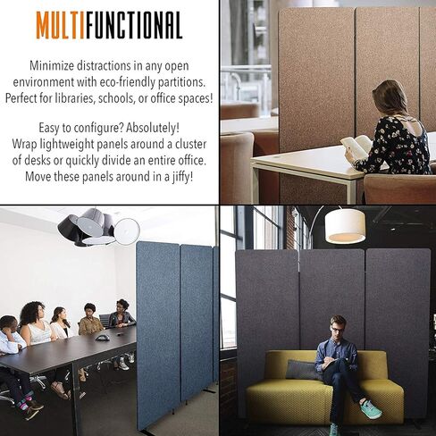 قسم مكتب ZipPanels الثابت | مقسمات الغرف | ثلاث لوحات مضغوطة معًا توفر الخصوصية وتقلل من الضوضاء المحيطة في أماكن العمل والفصول الدراسية ومرافق الرعاية الصحية (رمادي فاتح / 3 لوحات) in Kuwait