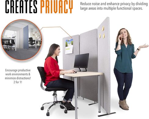 قسم مكتب ZipPanels الثابت | مقسمات الغرف | ثلاث لوحات مضغوطة معًا توفر الخصوصية وتقلل من الضوضاء المحيطة في أماكن العمل والفصول الدراسية ومرافق الرعاية الصحية (رمادي فاتح / 3 لوحات) in Kuwait