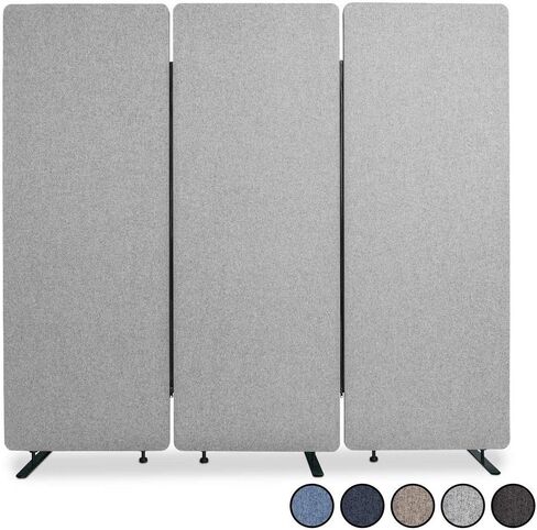 قسم مكتب ZipPanels الثابت | مقسمات الغرف | ثلاث لوحات مضغوطة معًا توفر الخصوصية وتقلل من الضوضاء المحيطة في أماكن العمل والفصول الدراسية ومرافق الرعاية الصحية (رمادي فاتح / 3 لوحات) in Kuwait