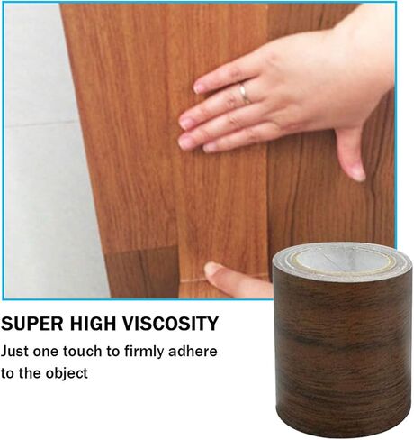 Wood Grain Repair Tape, Upholstery Wood Duct Tape, Realistic Wood Colored Stickers for Wicker Furniture, Wood Veneer Roll, Repair Tape Patch Wood Textured Adhesive for Tables, Doors, Floor (Type D) in Saudi Arabia