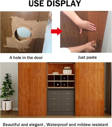 Wood Grain Repair Tape, Upholstery Wood Duct Tape, Realistic Wood Colored Stickers for Wicker Furniture, Wood Veneer Roll, Repair Tape Patch Wood Textured Adhesive for Tables, Doors, Floor (Type D) in Saudi Arabia