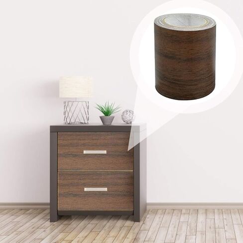 Wood Grain Repair Tape, Upholstery Wood Duct Tape, Realistic Wood Colored Stickers for Wicker Furniture, Wood Veneer Roll, Repair Tape Patch Wood Textured Adhesive for Tables, Doors, Floor (Type D) in Saudi Arabia