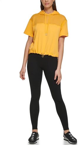 DKNY Women's Mesh Blocked Short Sleeve Hoodie in Saudi Arabia