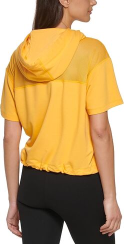 DKNY Women's Mesh Blocked Short Sleeve Hoodie in Saudi Arabia