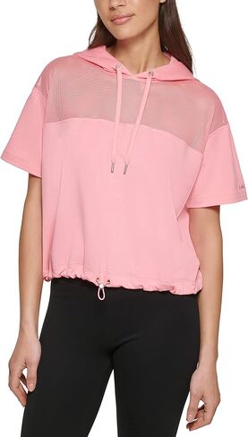 DKNY Women's Mesh Blocked Short Sleeve Hoodie in Saudi Arabia