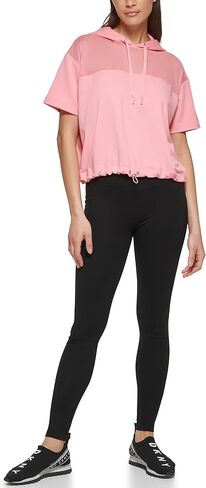 DKNY Women's Mesh Blocked Short Sleeve Hoodie in Saudi Arabia